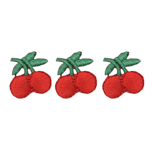 Cherries Two Red Cherry on Stem Iron on Patch