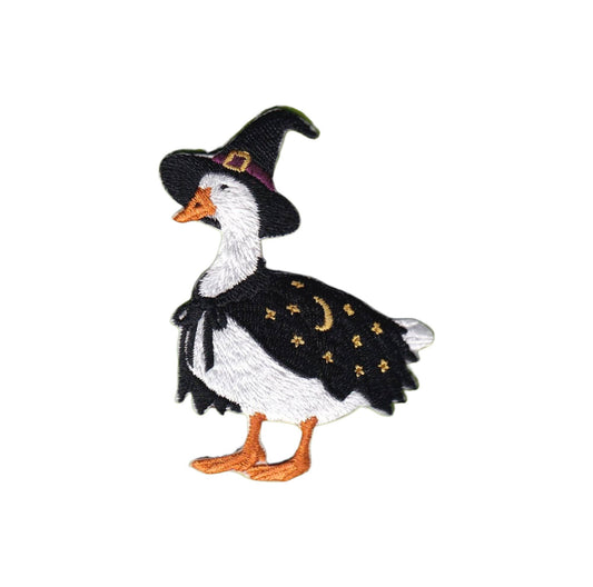 Halloween Goose Witch, Embroidered Iron on Patch