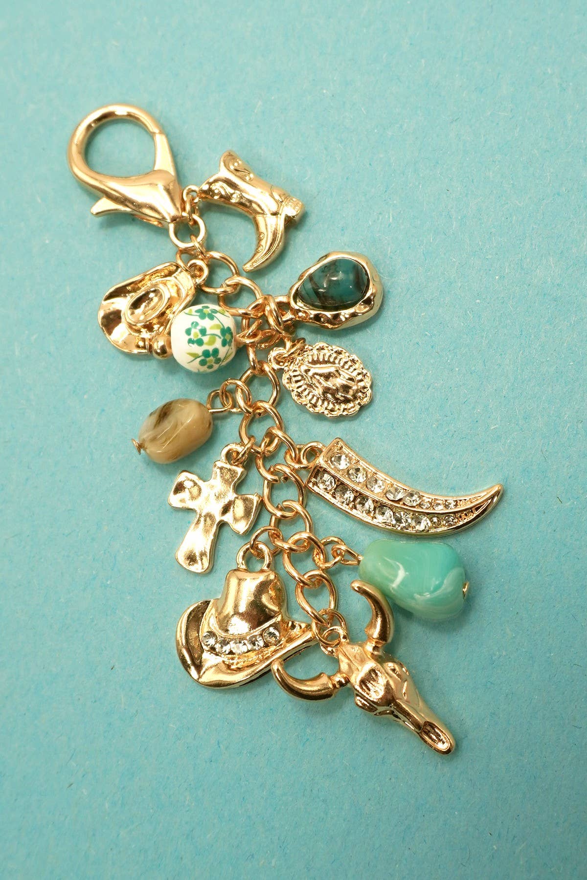 WESTERN PORCELAIN CROSS BOOT COWBOY HAT BAG CHARM l