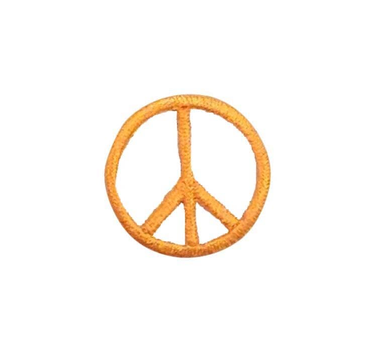 1" Peace Sign, Embroidered, Iron on Patch: Metallic Gold
