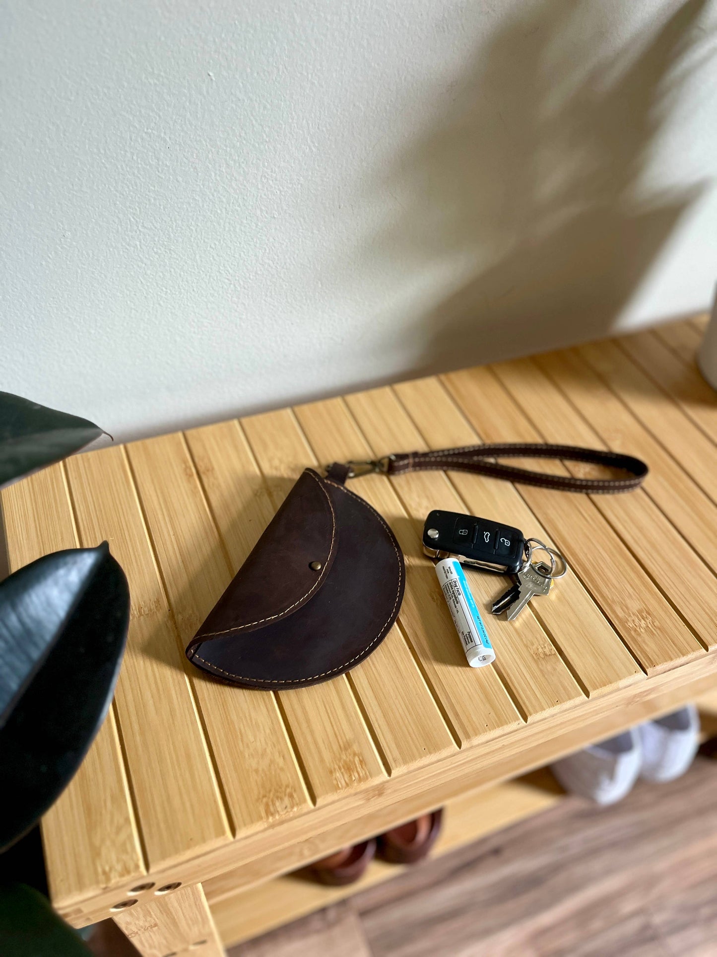 Handmaid Leather Half Moon Wristlet