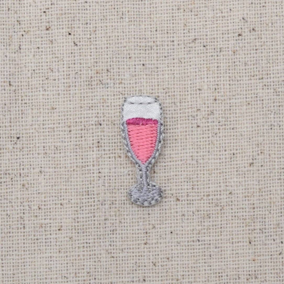 Mini/Small - Pink Champagne - Drink Glass - Iron on Applique/Embroidered Patch WA62