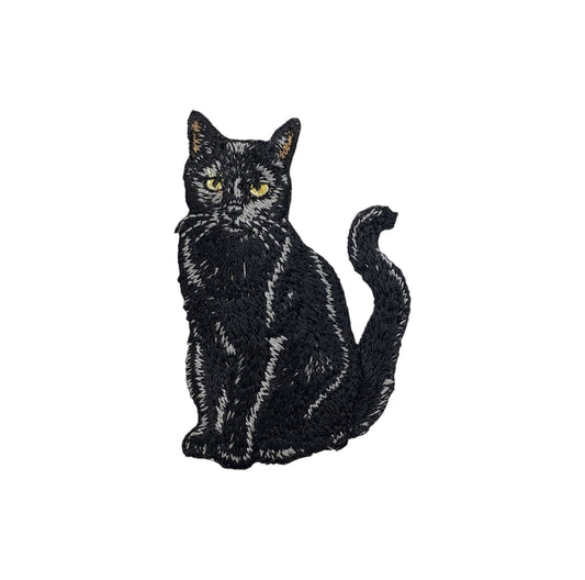 Black Cat, Pets, Animals, Kitten Embroidered Iron on Patch