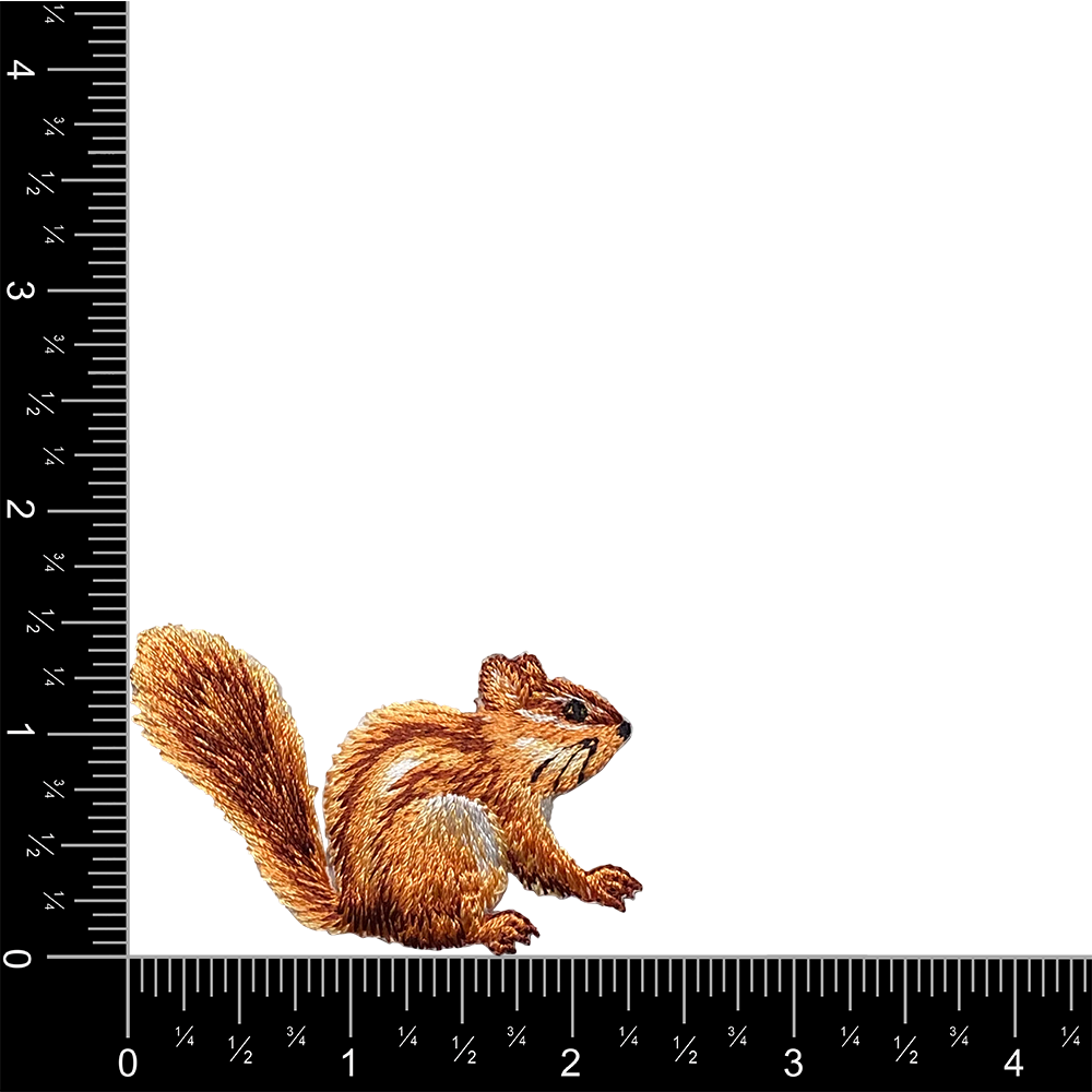 Chipmunk - Brown - Facing Right - Embroidered Iron on Patch