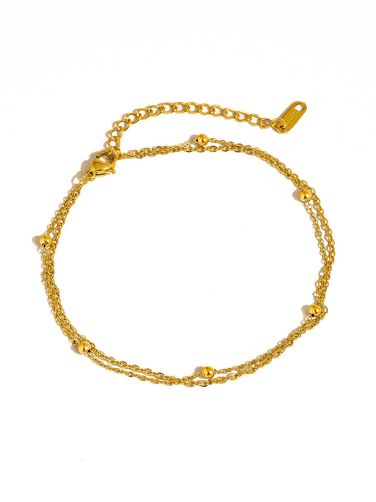 Pennie 18K Gold Non-Tarnish Layered Chain Anklets