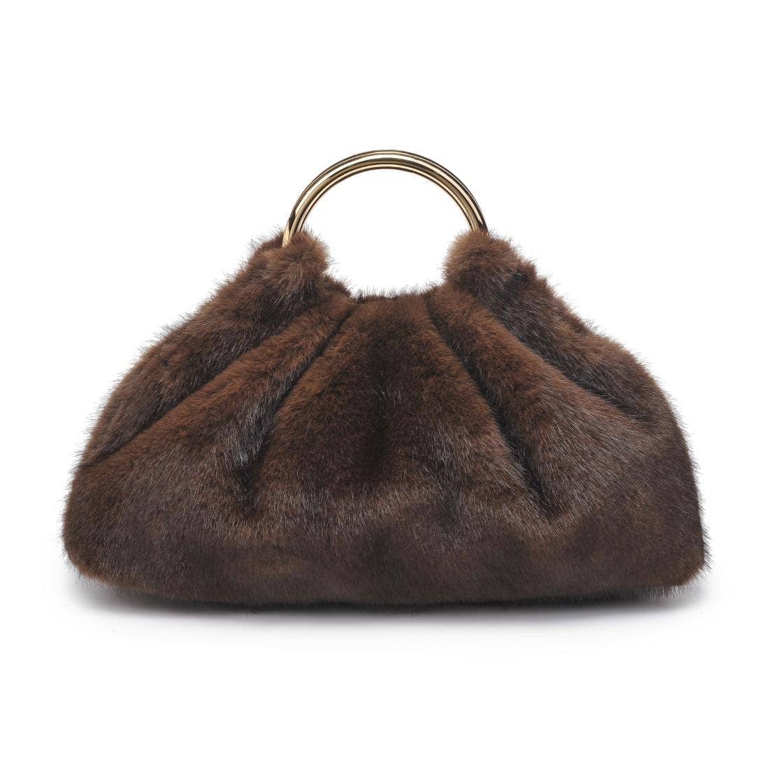 Chocolate Faux Fur Clutch Bag