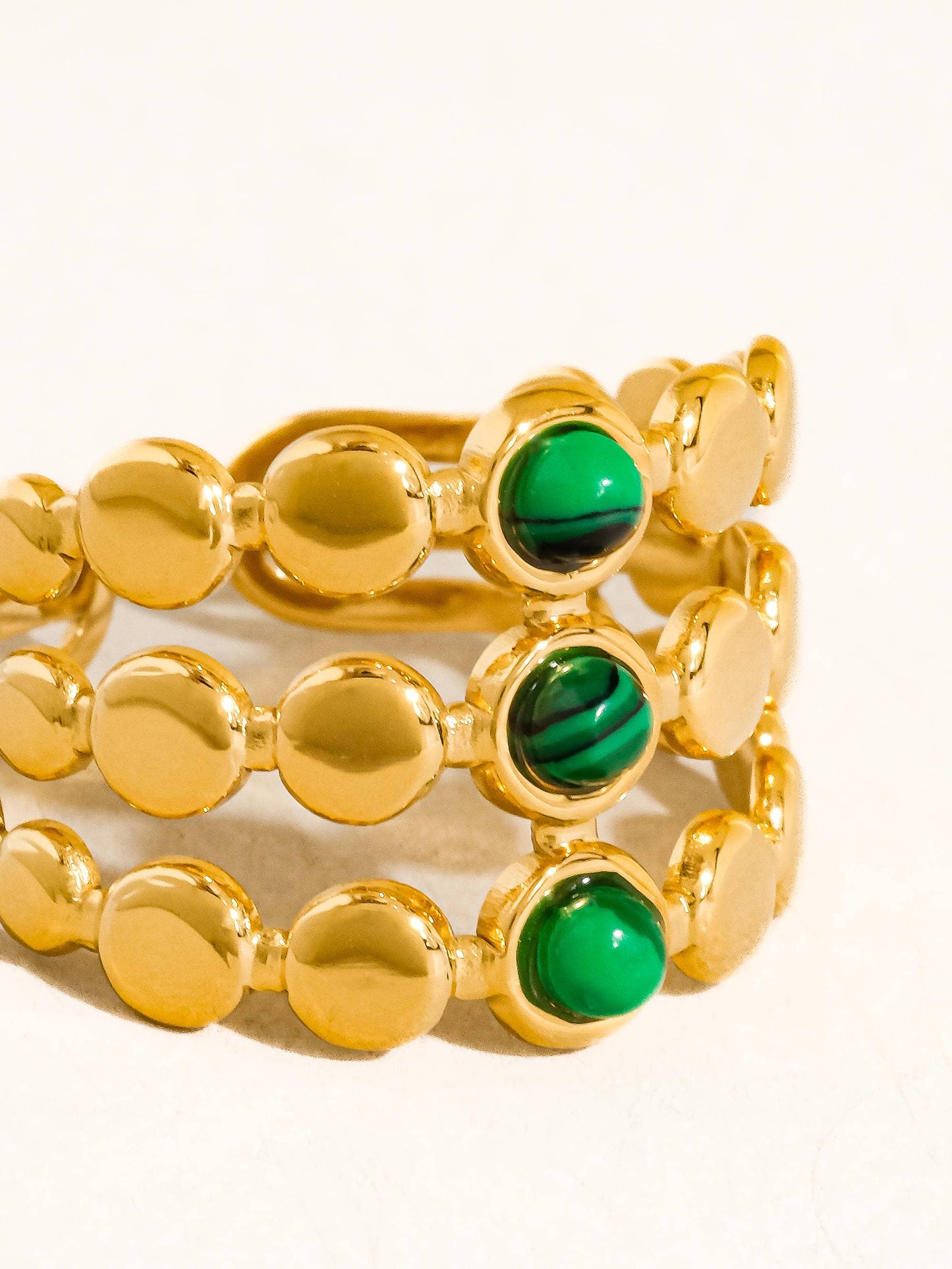 Quest 18K Gold Non-Tarnish Stone Beaded Ring