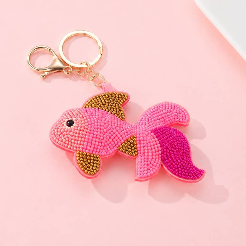 Beaded Fish Seashell Lobster Keychains | 40KC186: FISH