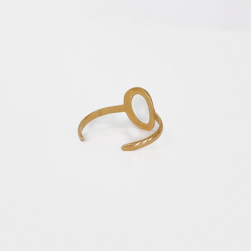 Irregular Oval Adjustable Gold Ring *WATERPROOF*