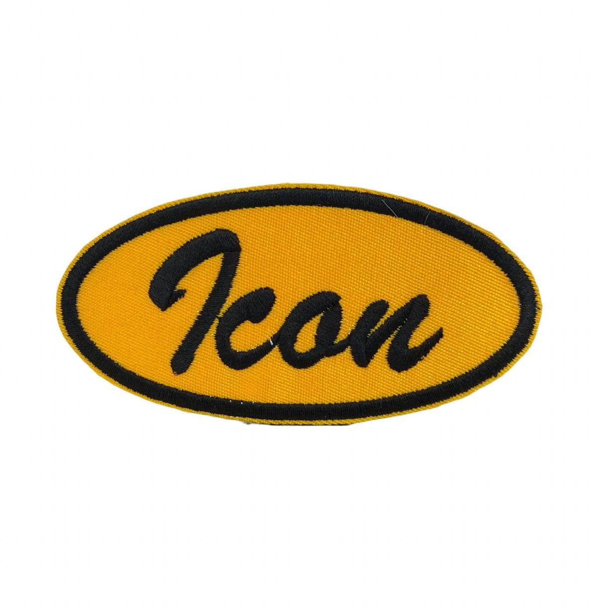 Icon in Oval, Gold and Black, Embroidered Iron on Patch