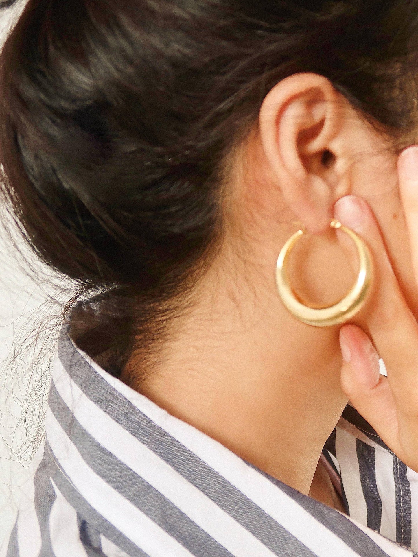 Galene Non-Tarnish Classic Large Hoop Earring: Yellow Gold