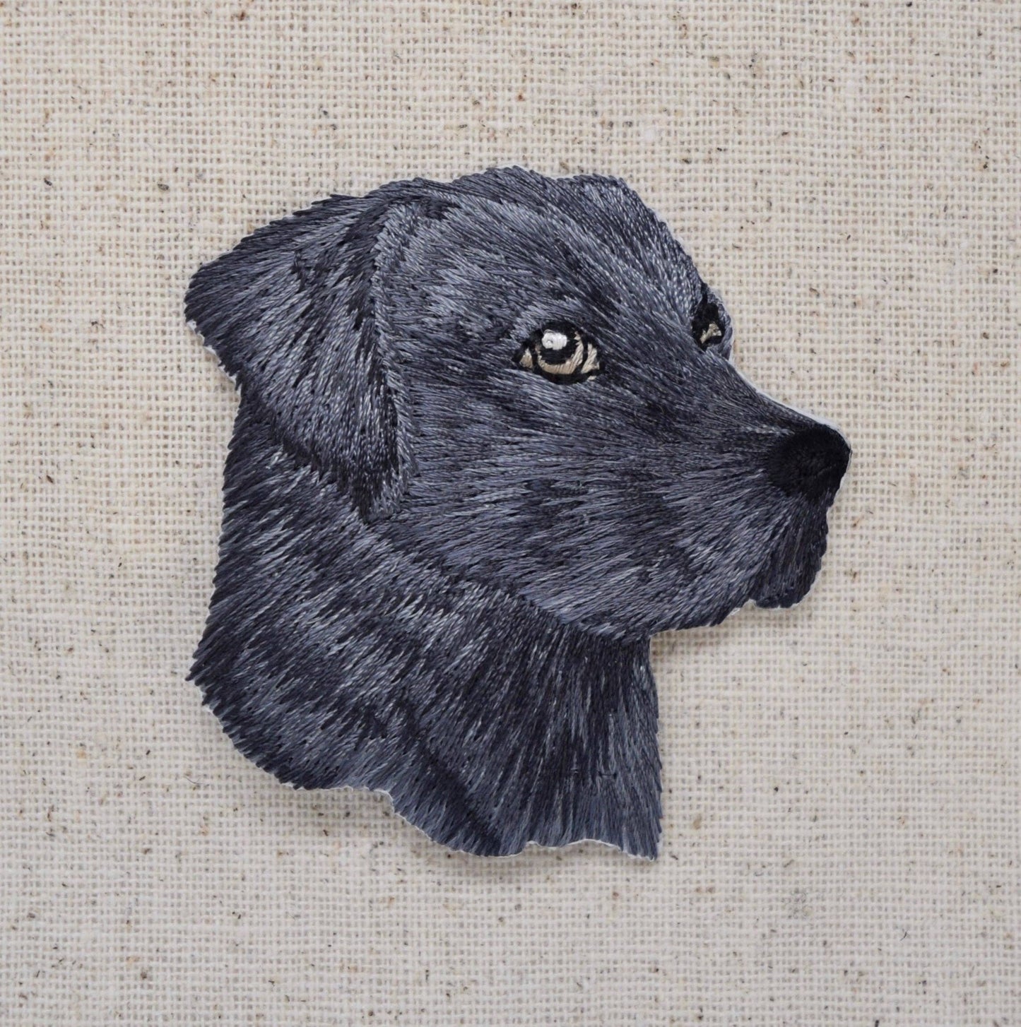 Lab Head Black Puppy Dog Labrador Retriever Iron on Patch