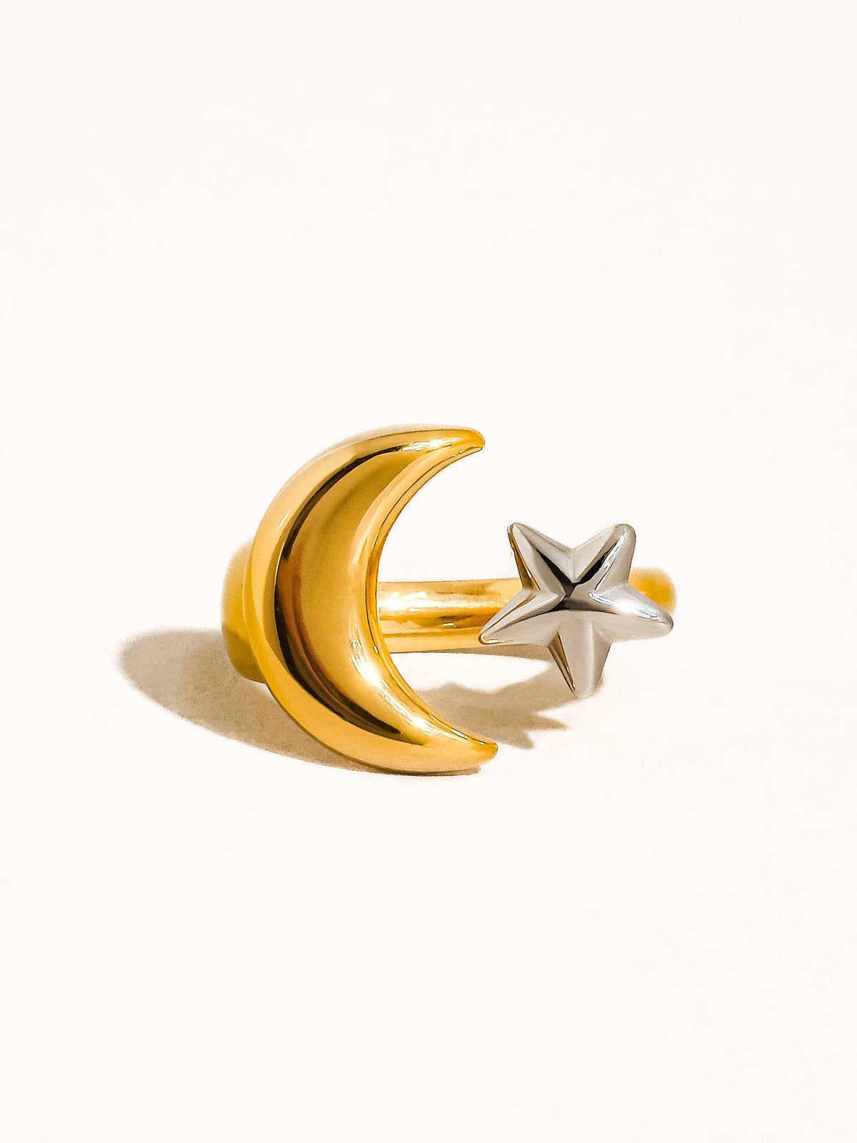 Eugénie 18K Gold Non-Tarnish Star and Moon Ring: Multi-Colored