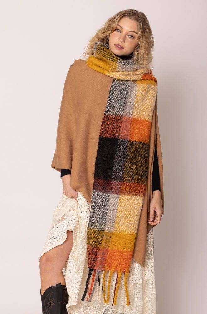 Jenna Plaid Cozy Scarf With Fringe