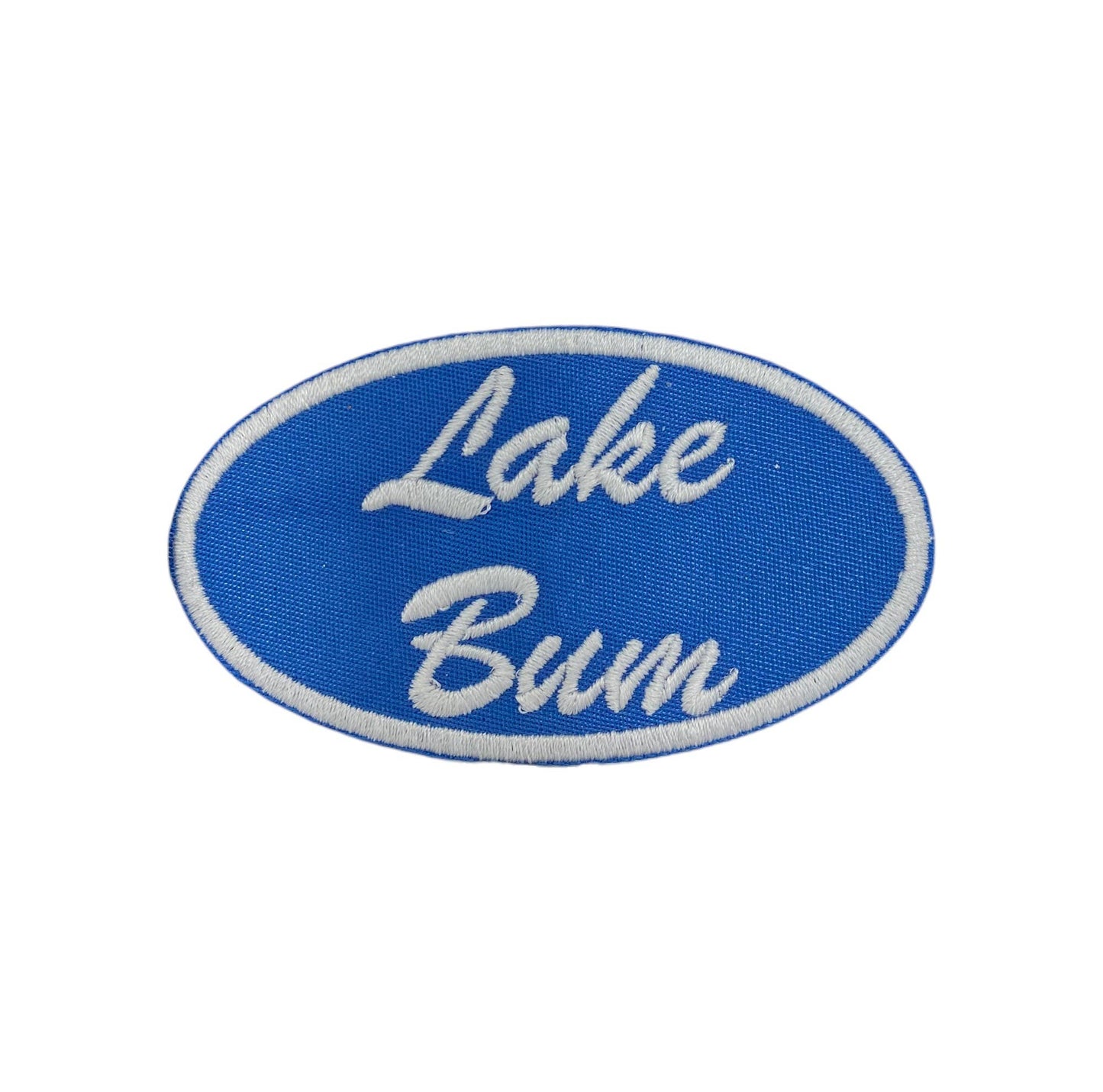 Lake Bum in Oval Embroidered Iron on Patch