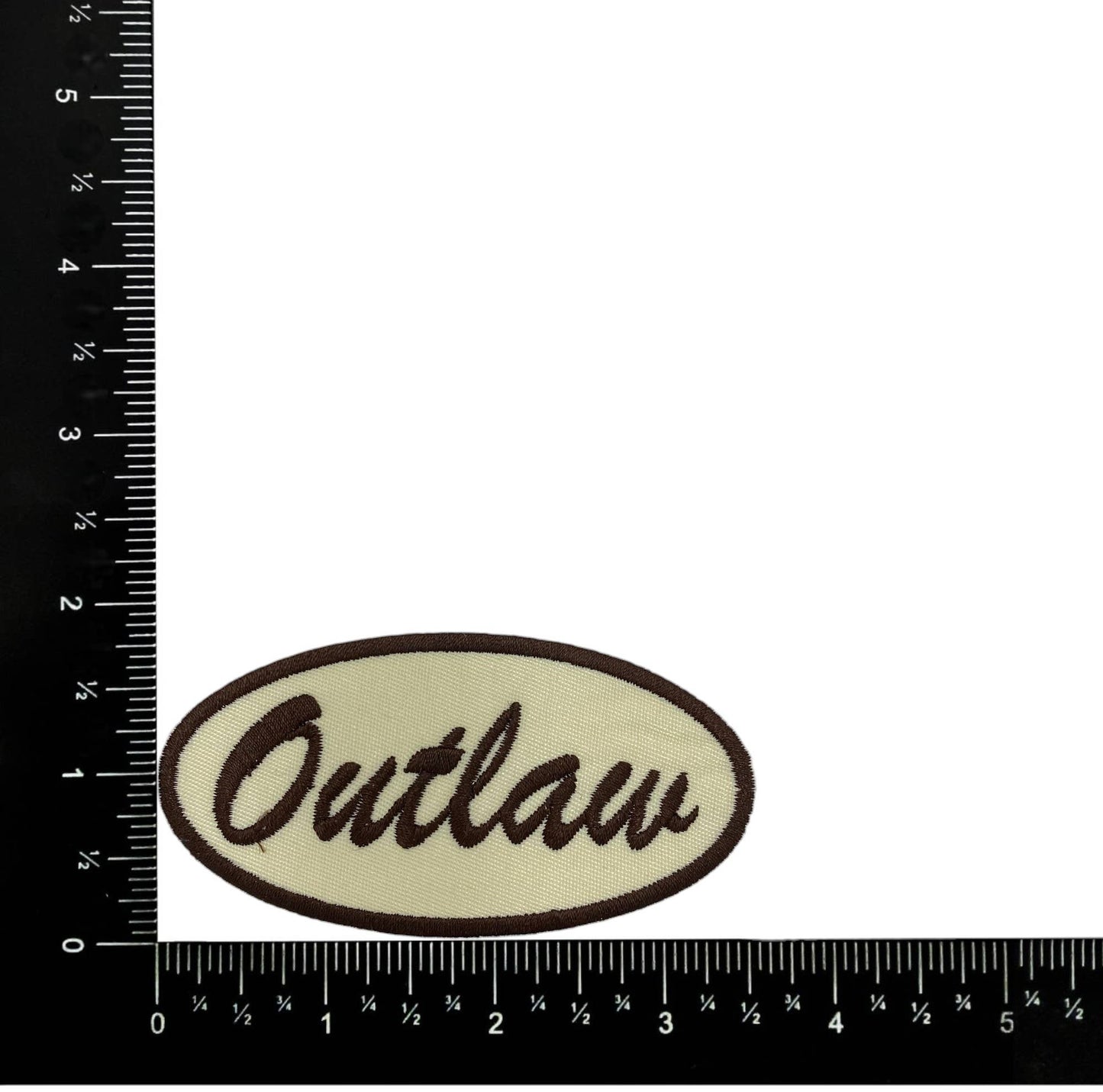 Outlaw in Oval, Western Embroidered Iron on Patch