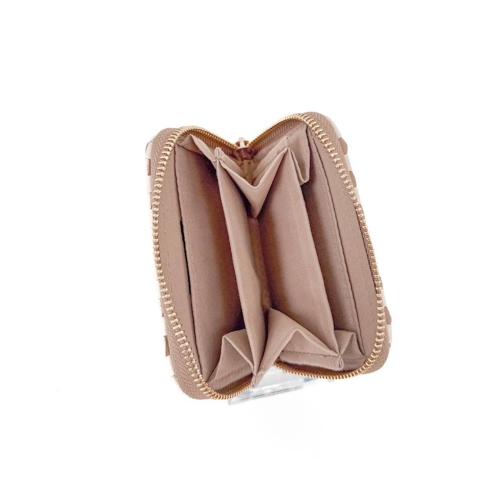 Wynona Woven Wallet: Checkered Brown