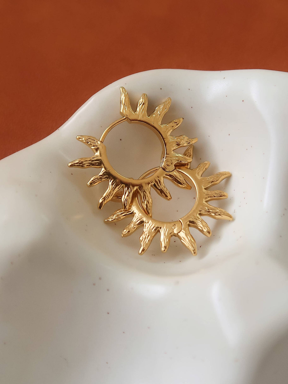 Sablière 18K Gold Non-Tarnish Sunburst Hoop Earrings: Yellow Gold