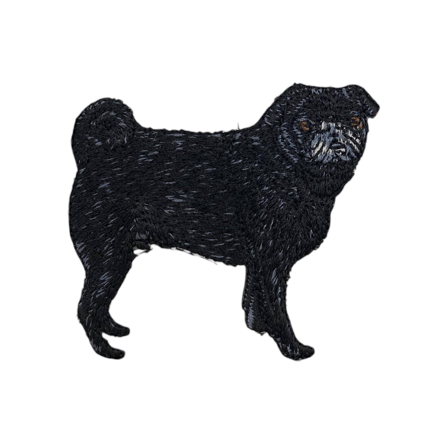 Black Pug Puppy Dog Iron on Patch