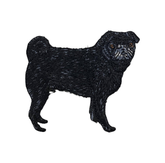 Black Pug Puppy Dog Iron on Patch