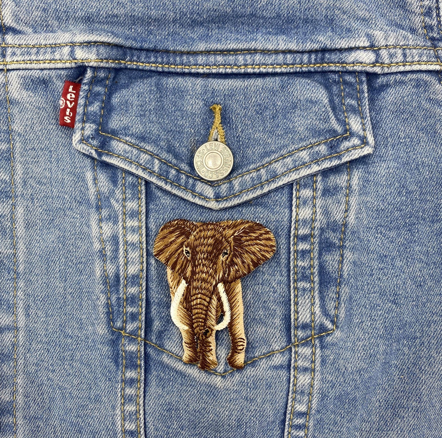 Realistic Brown Elephant - Safari, Zoo, Iron on Patch