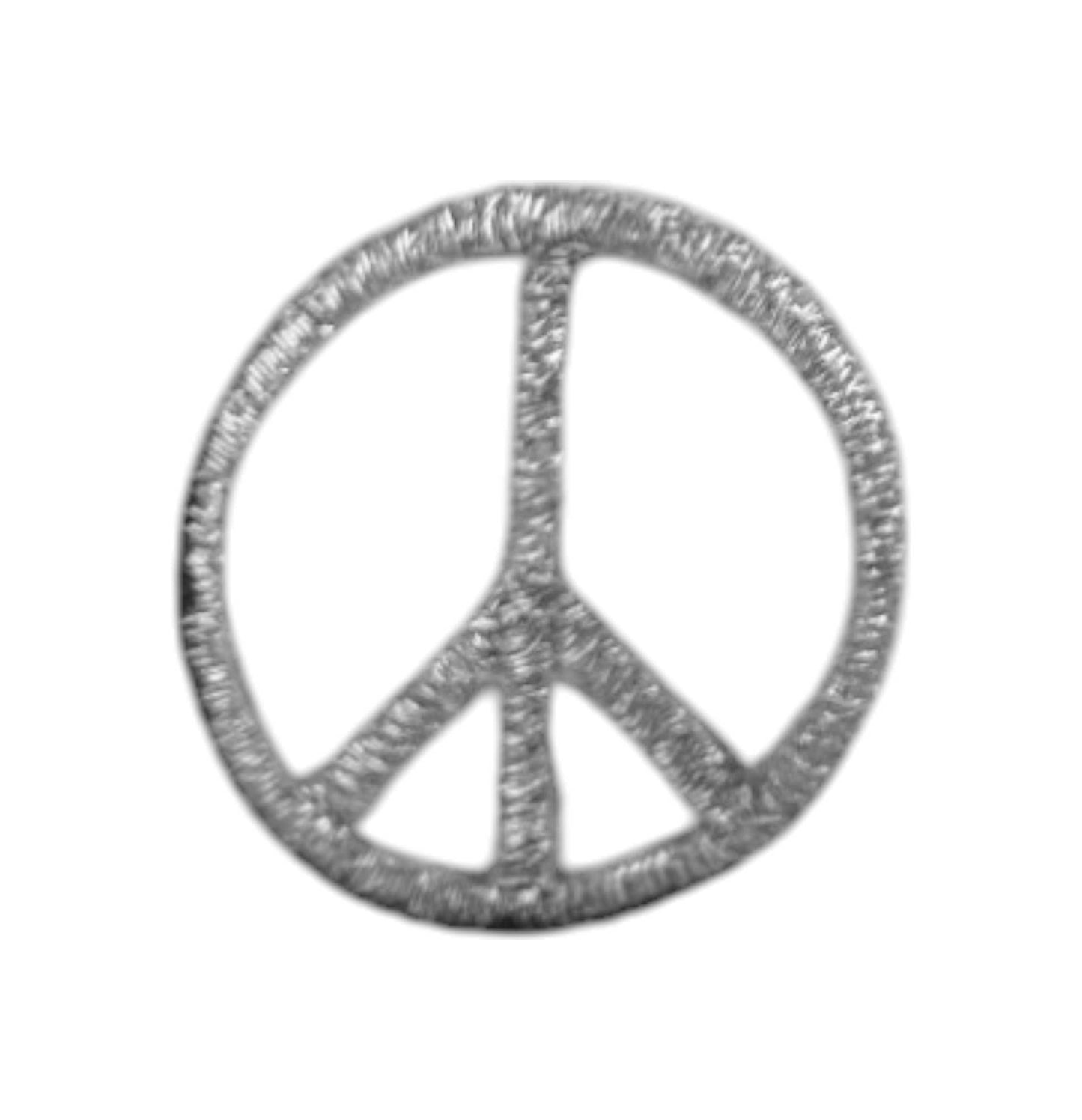 1" Peace Sign, Embroidered, Iron on Patch: Metallic Gold