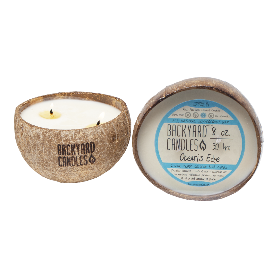 2-Wick 8oz Coconut Bowl Candle: Dust Cover (with wildflower seeds)