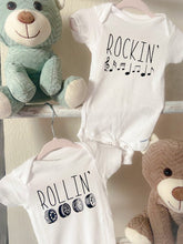 Load image into Gallery viewer, Rockin &amp; Rollin Twins Onesies Set
