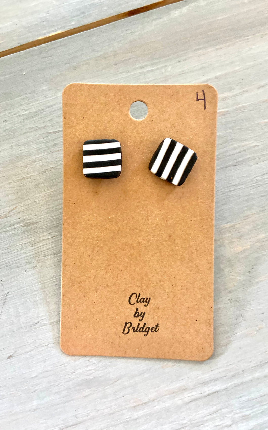 Black and White Striped Stud