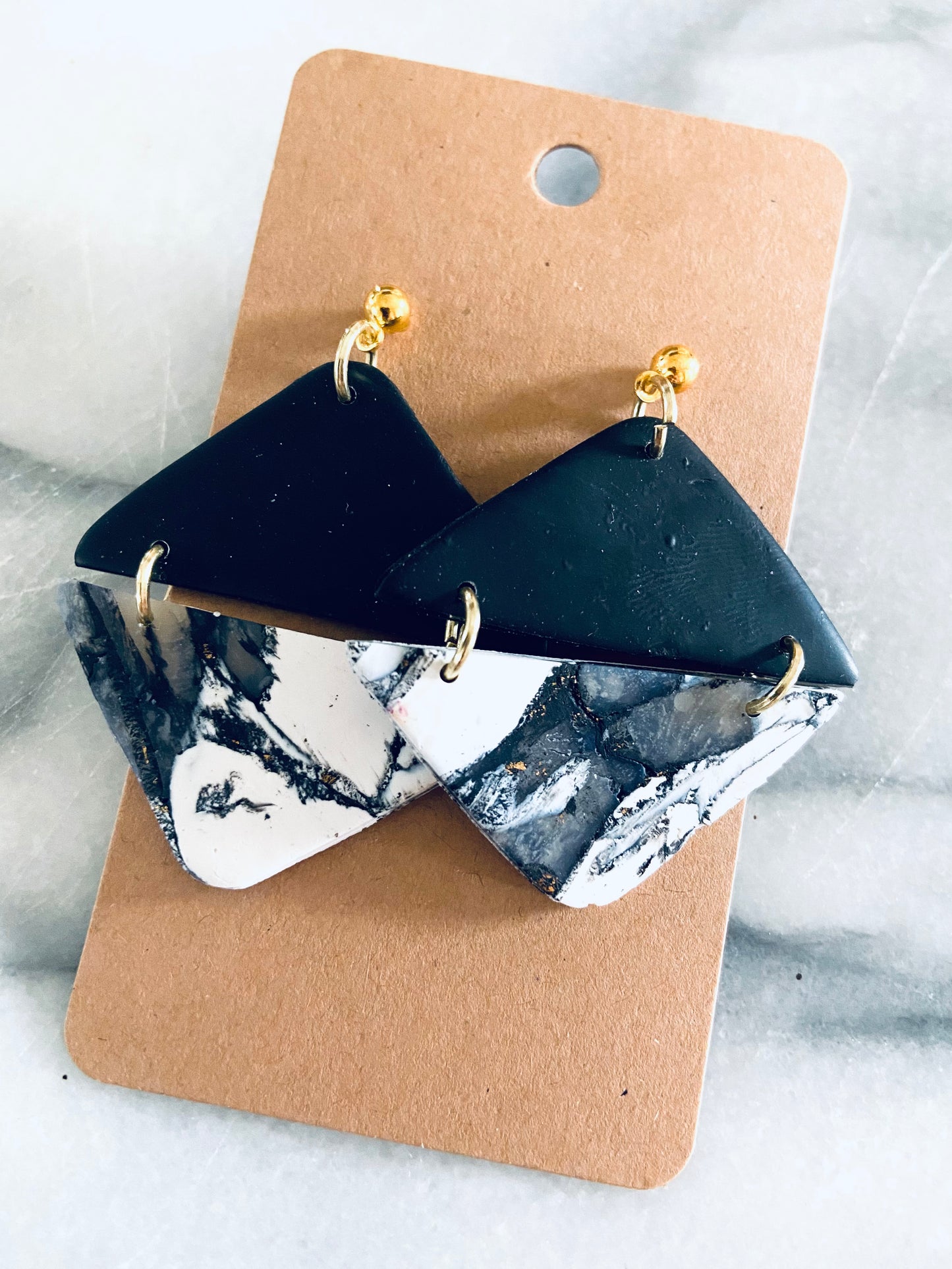 Marble Triangle Dangle Earring